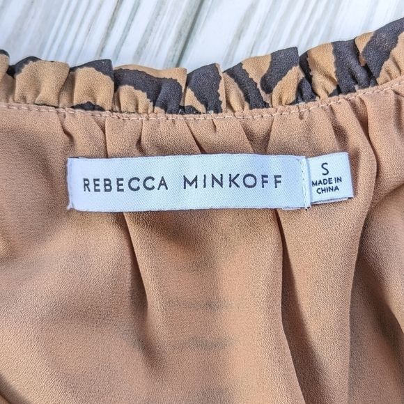 Rebecca Minkoff Isabella Tiger Print Crepe Mini Dress in Black and Tan Sz Small - Picture 16 of 16